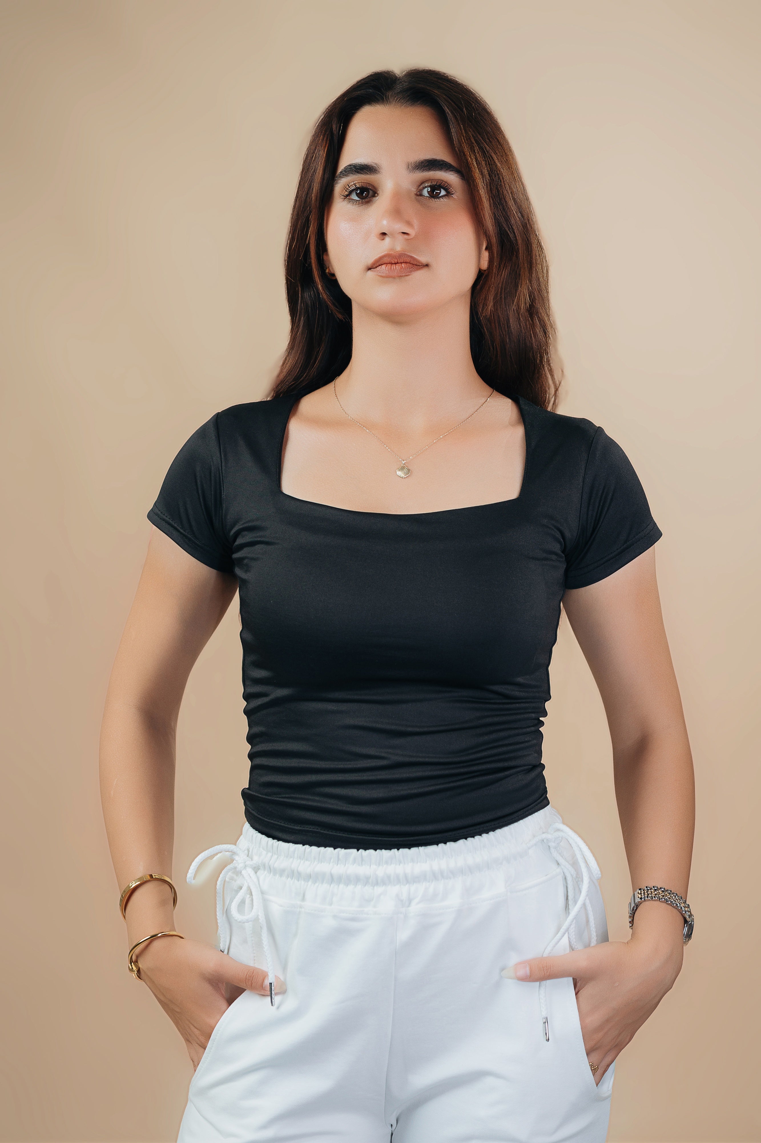 SQUARE NECK SHORT SLEEVE