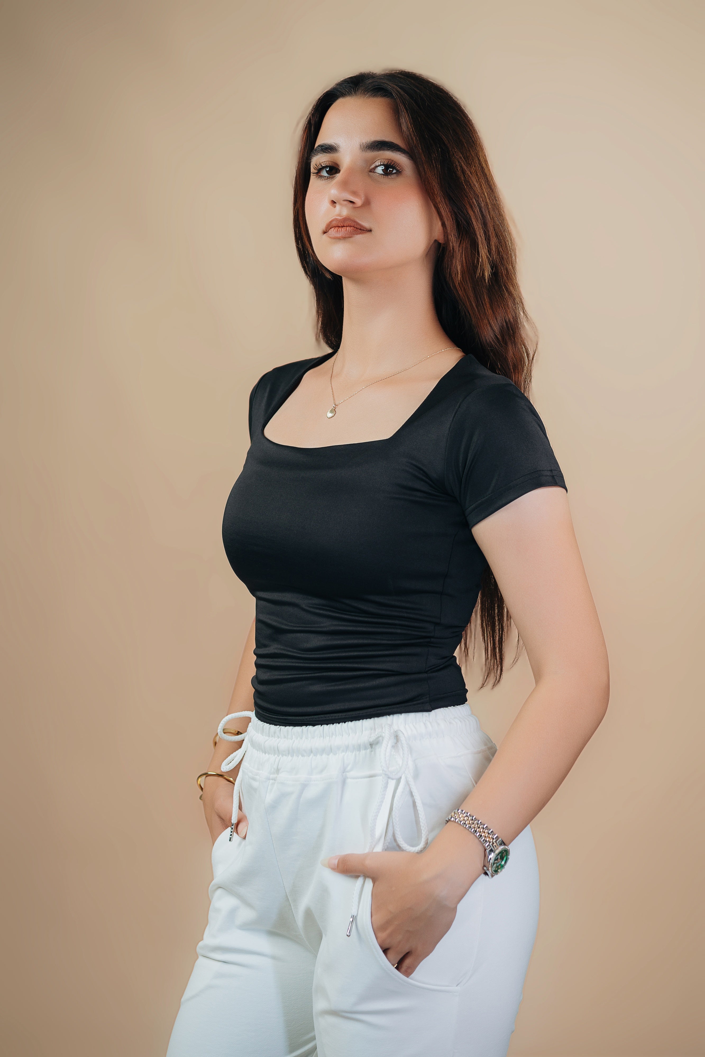 SQUARE NECK SHORT SLEEVE