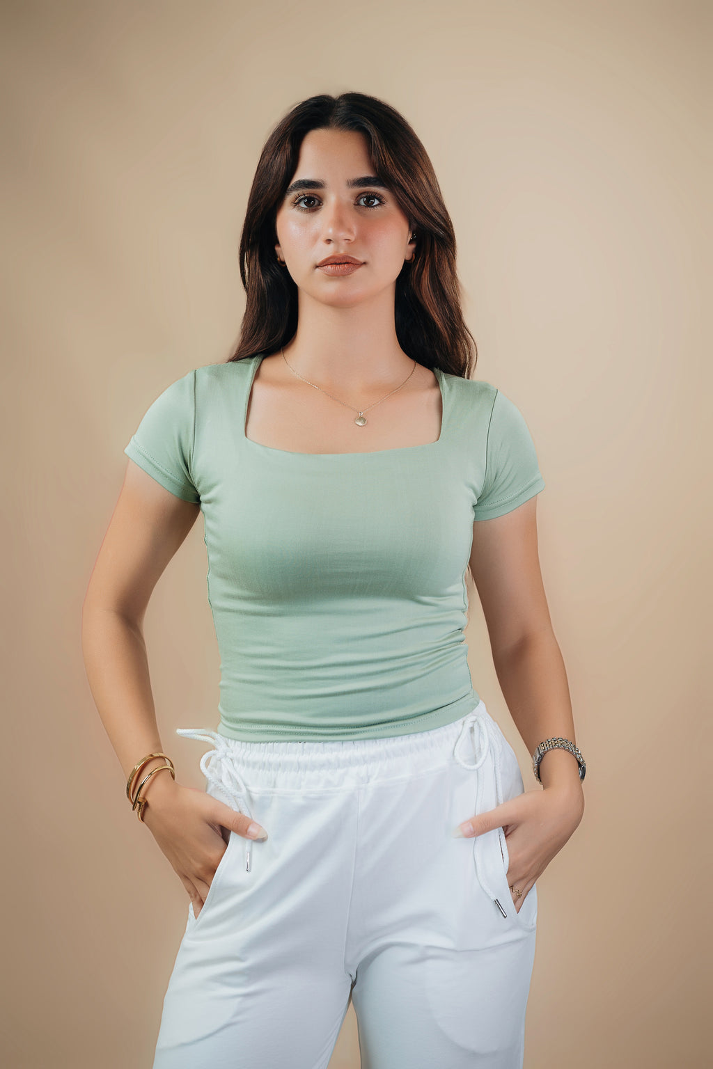 SQUARE NECK SHORT SLEEVE